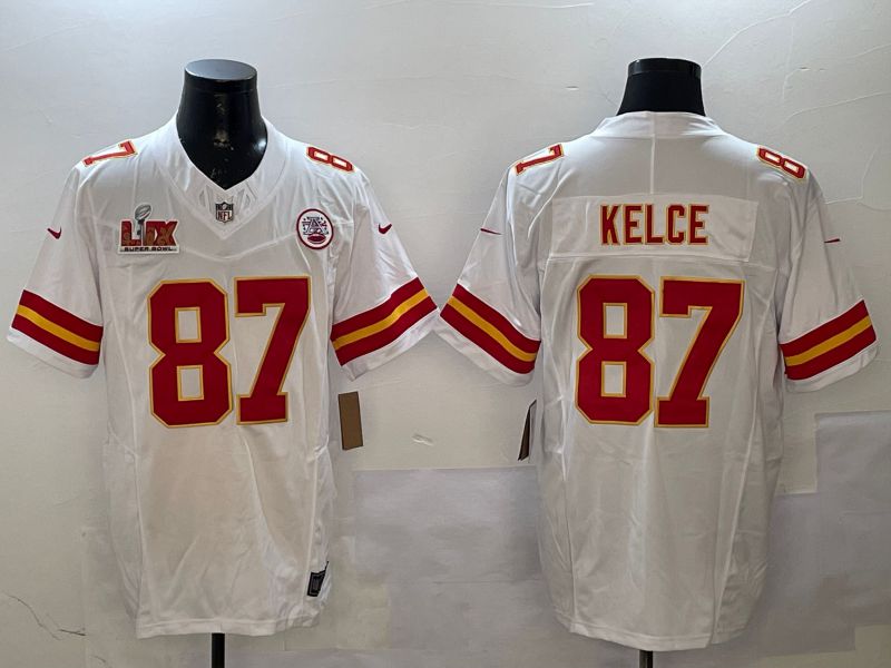 Men Kansas City Chiefs #87 Kelce White Three generations 2025 Nike Vapor Limited NFL Jersey style 6->kansas city chiefs->NFL Jersey